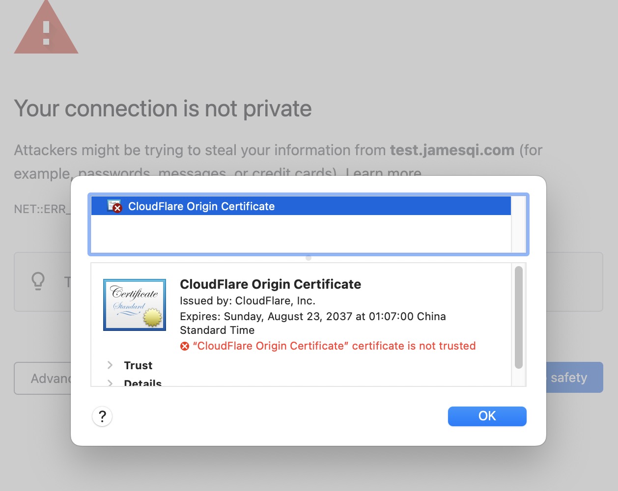 Cloudflare源站證書不能公開訪問