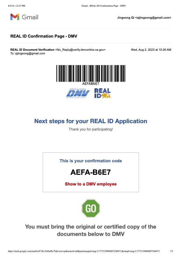 申請加州Real ID郵件-1
